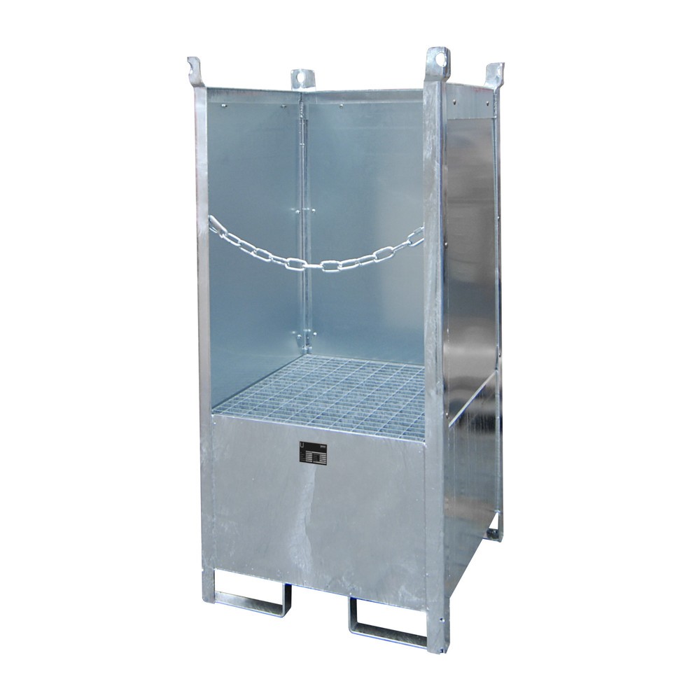 Produktabbildung: Bauer® Lager-/Transportpalette auf Auffangwanne, HxBxT 1.590 x 760 x 760 mm, geschlossen, feuerverzinkt