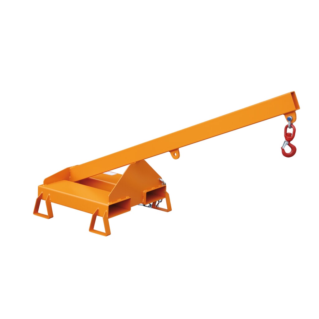 Produktabbildung Nr. 1: Bauer® Kranarm Modell 2, starre Ausführung, 2 Hakenpositionen, Grundlänge 1.600 mm, TK 1.000 kg, gelborange