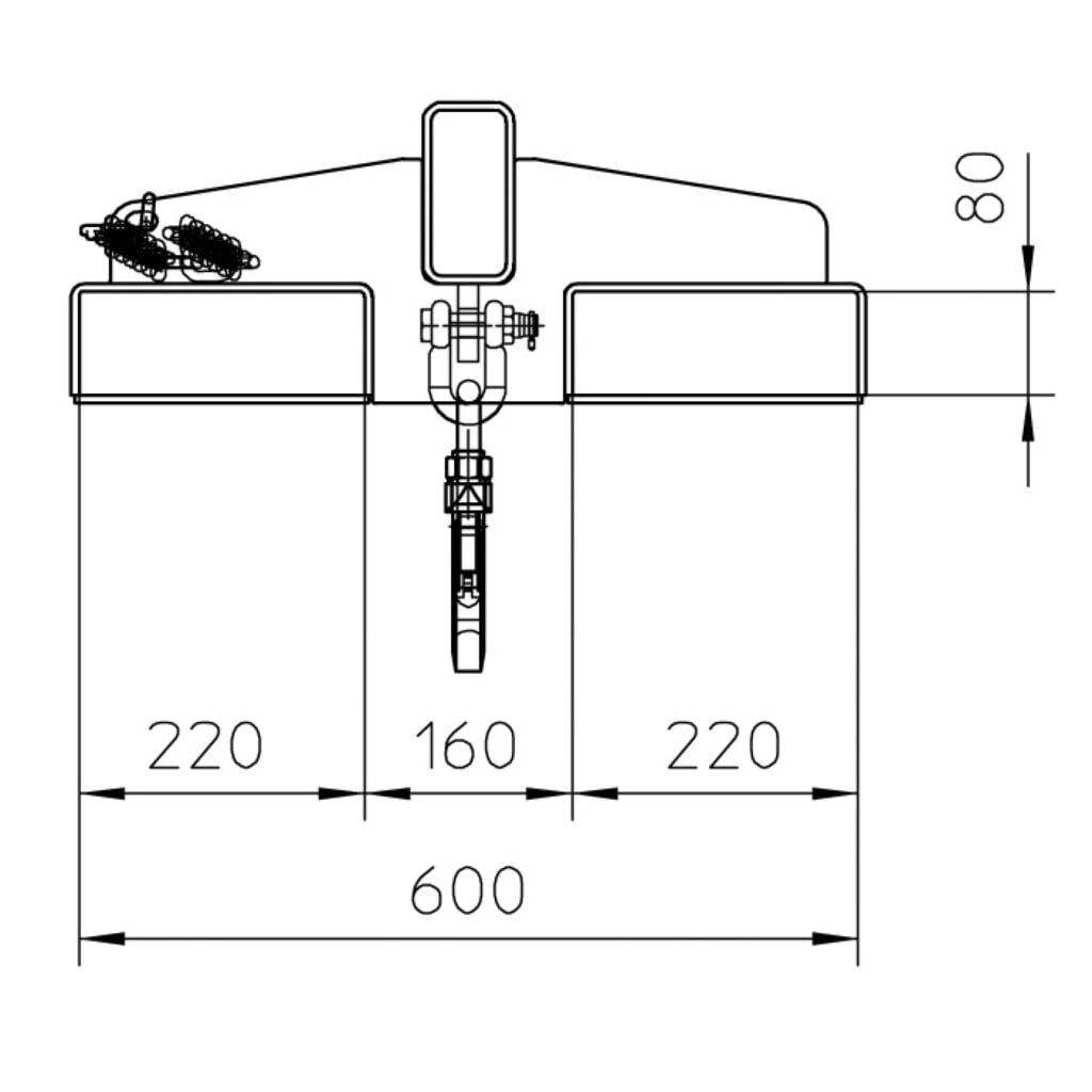 Produktabbildung Nr. 2: Bauer® Kranarm Modell 2, starre Ausführung, 2 Hakenpositionen, Grundlänge 1.600 mm, TK 1.000 kg, gelborange