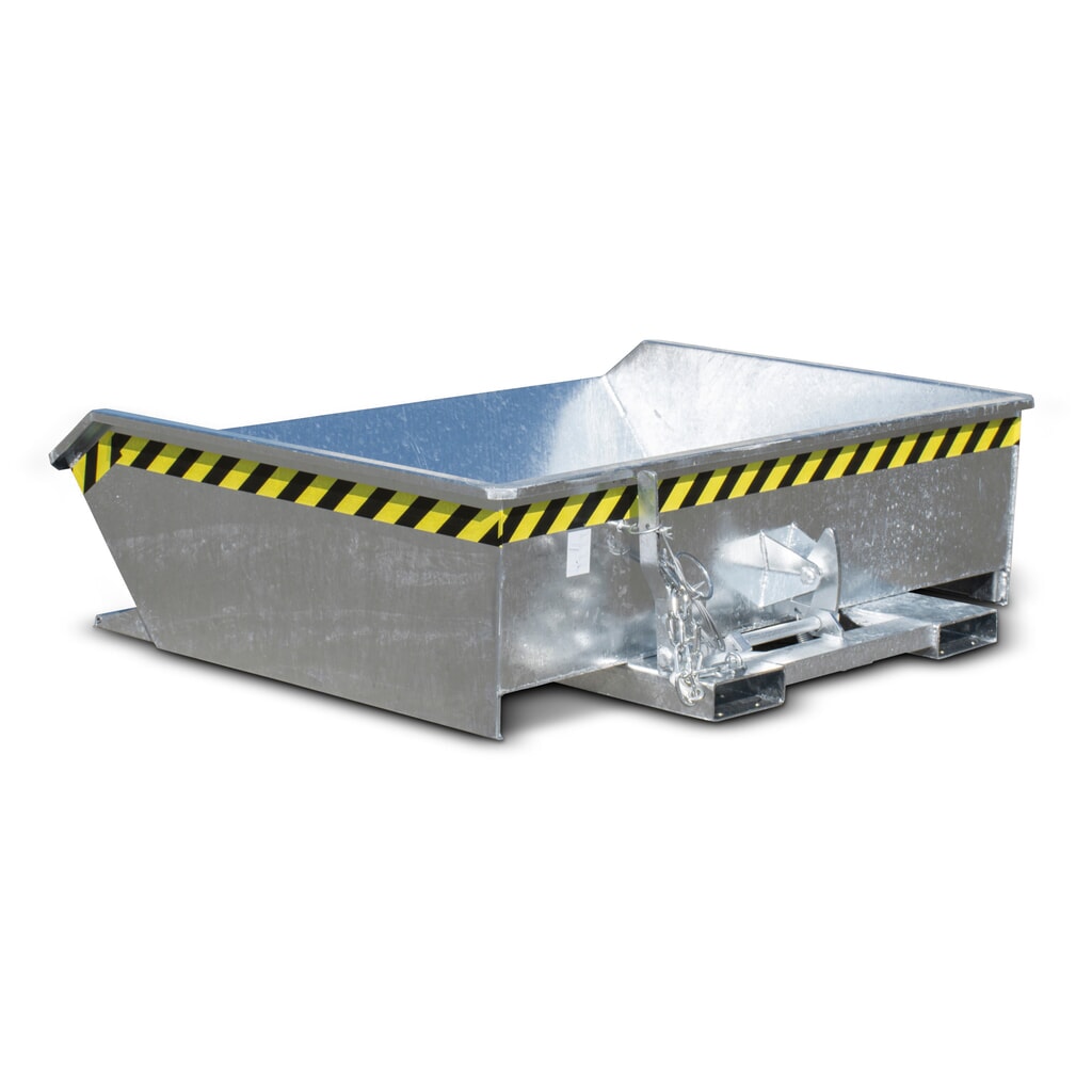 Bauer® Mini-Kippbehälter, extrem niedrige Bauhöhe, verzinkt, Volumen 0,61 m³ Produktabbildung: Bauer® Mini-Kippbehälter, extrem niedrige Bauhöhe, verzinkt, Volumen 0,61 m³