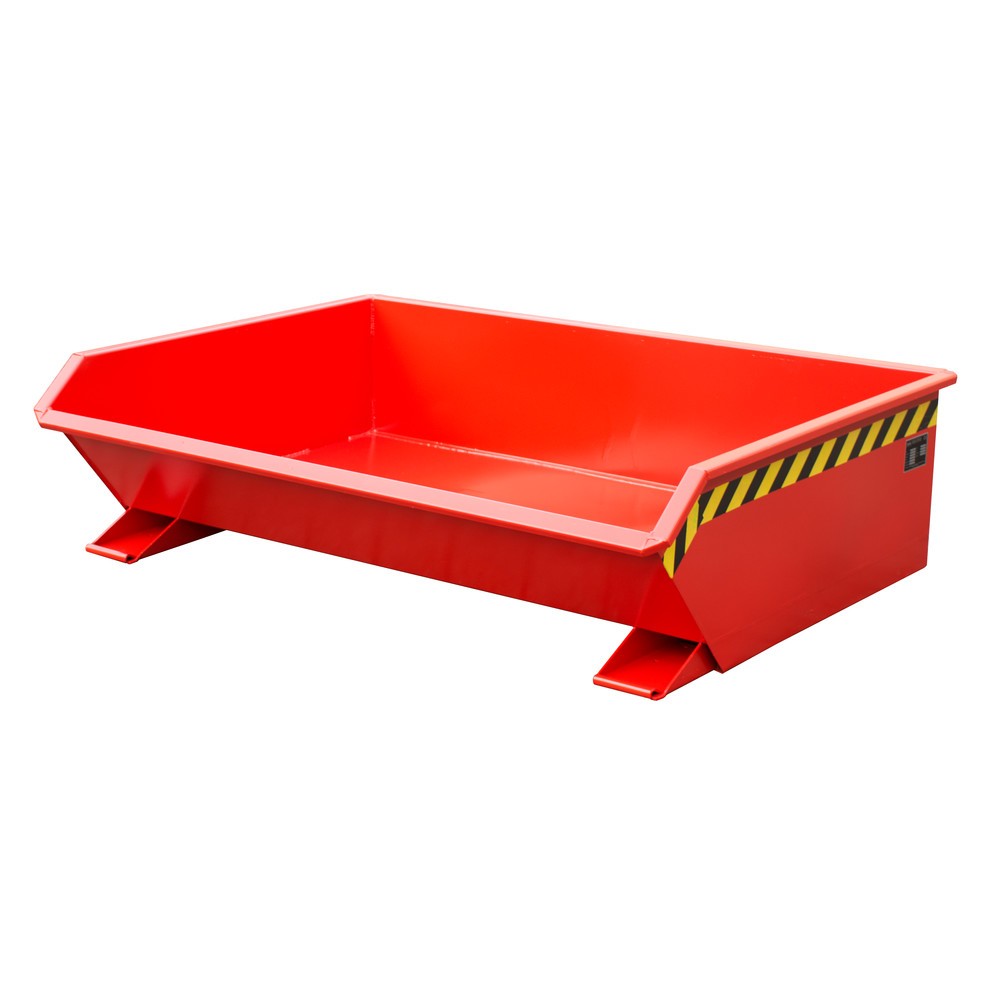 Produktabbildung: Bauer® Mini-Kippbehälter, extrem niedrige Bauhöhe, lackiert, Volumen 0,61 m³, RAL 3000 feuerrot