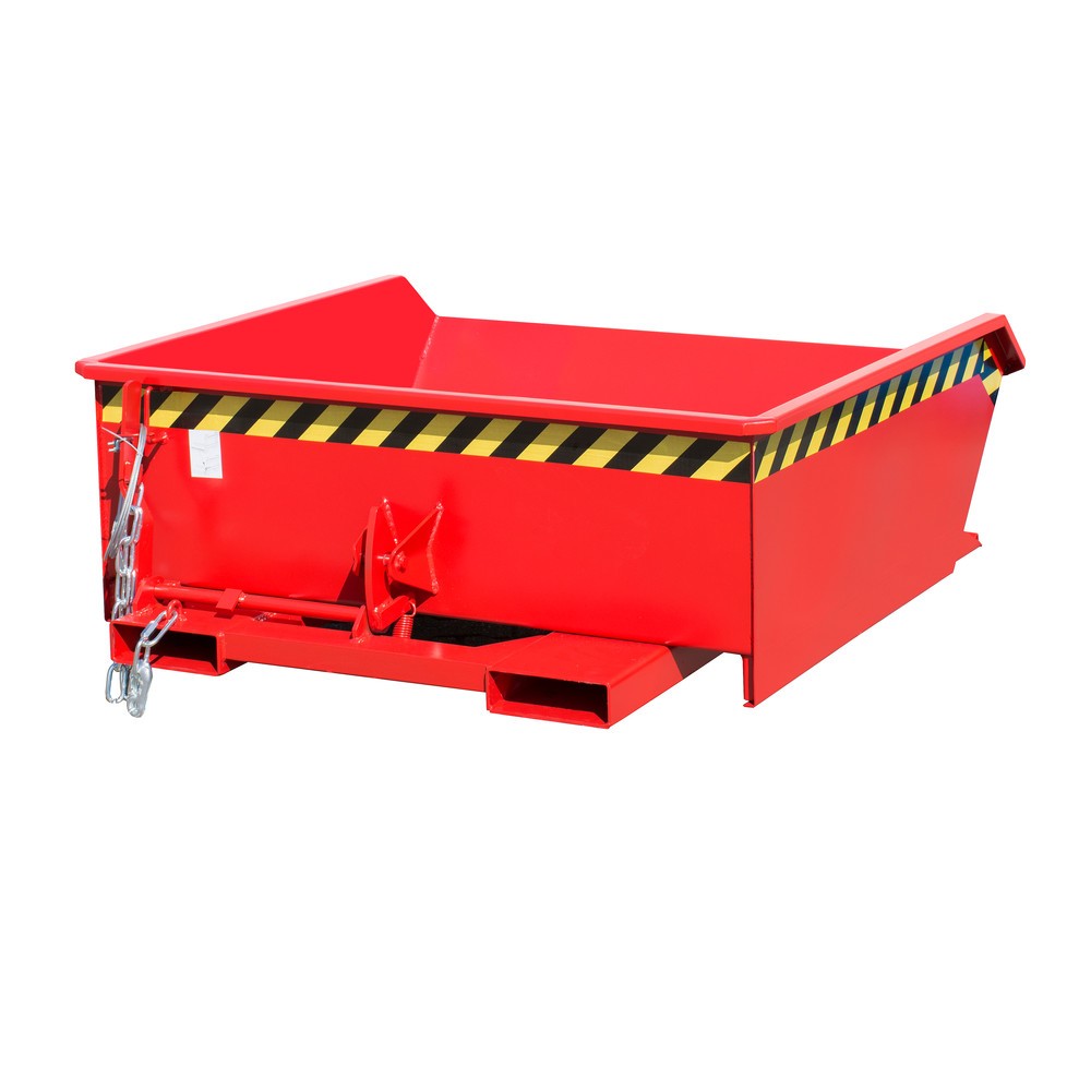 Produktabbildung: Bauer® Mini-Kippbehälter, extrem niedrige Bauhöhe, lackiert, Volumen 0,46 m³, RAL 3000 feuerrot