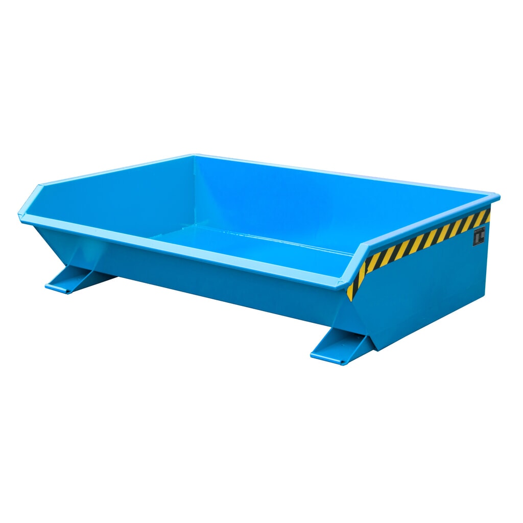 Bauer® Mini-Kippbehälter, extrem niedrige Bauhöhe, lackiert, Volumen 0,61 m³, RAL 5012 lichtblau Produktabbildung: Bauer® Mini-Kippbehälter, extrem niedrige Bauhöhe, lackiert, Volumen 0,61 m³, RAL 5012 lichtblau
