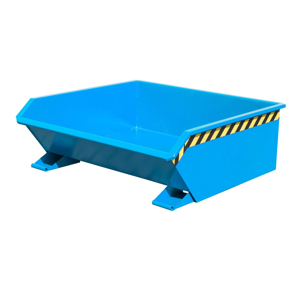 Bauer® Mini-Kippbehälter, extrem niedrige Bauhöhe, lackiert, Volumen 0,46 m³, RAL 5012 lichtblau Produktabbildung: Bauer® Mini-Kippbehälter, extrem niedrige Bauhöhe, lackiert, Volumen 0,46 m³, RAL 5012 lichtblau