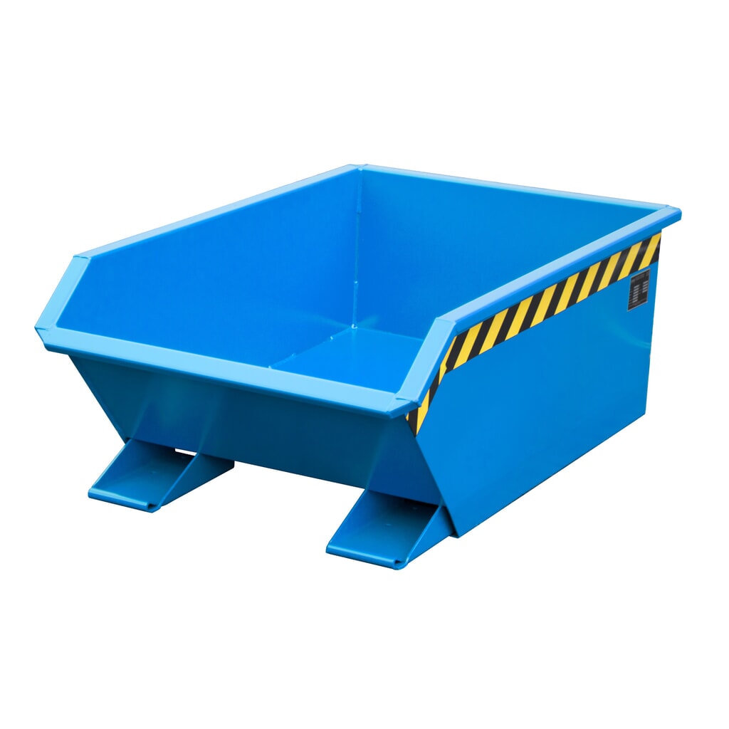 Produktabbildung: Bauer® Mini-Kippbehälter, extrem niedrige Bauhöhe, lackiert, Volumen 0,27 m³, RAL 5012 lichtblau