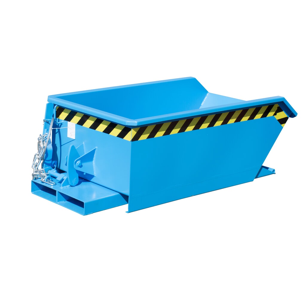 Bauer® Mini-Kippbehälter, extrem niedrige Bauhöhe, lackiert, Volumen 0,23 m³, RAL 5012 lichtblau Produktabbildung: Bauer® Mini-Kippbehälter, extrem niedrige Bauhöhe, lackiert, Volumen 0,23 m³, RAL 5012 lichtblau