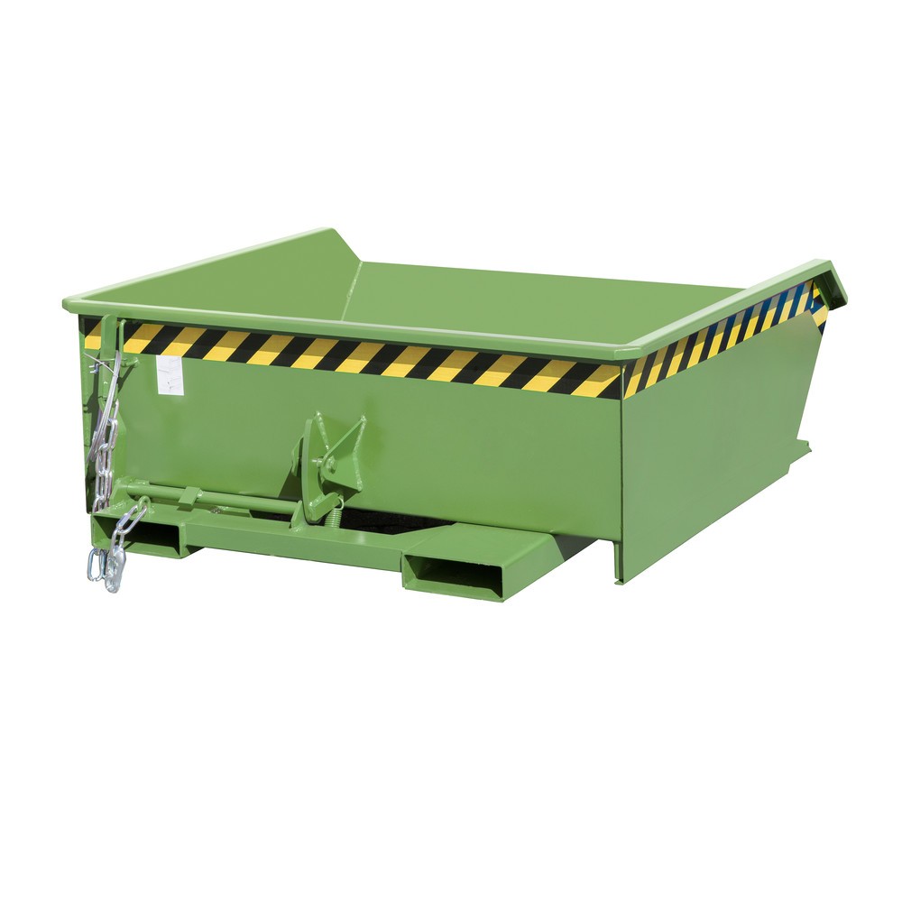 Produktabbildung: Bauer® Mini-Kippbehälter, extrem niedrige Bauhöhe, lackiert, Volumen 0,46 m³, RAL 6011 resedagrün