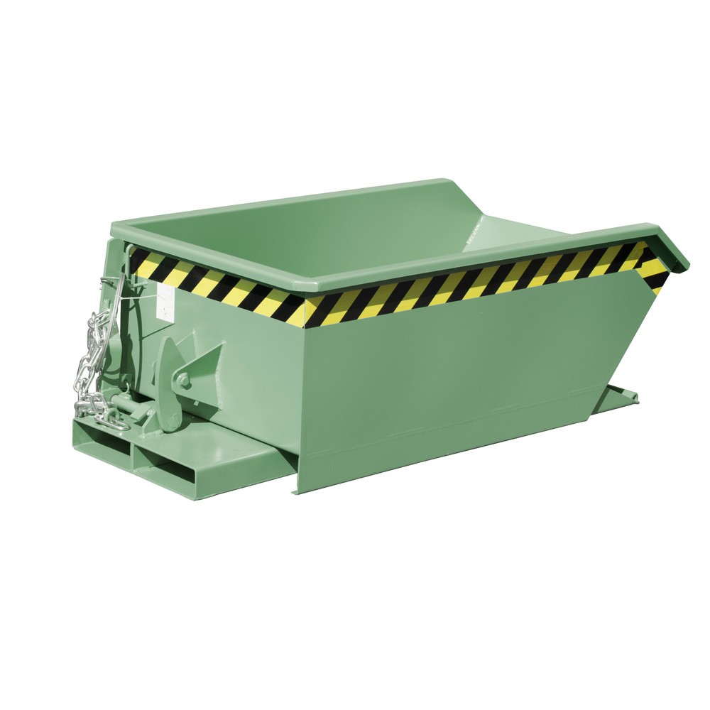 Produktabbildung: Bauer® Mini-Kippbehälter, extrem niedrige Bauhöhe, lackiert, Volumen 0,23 m³, RAL 6011 resedagrün