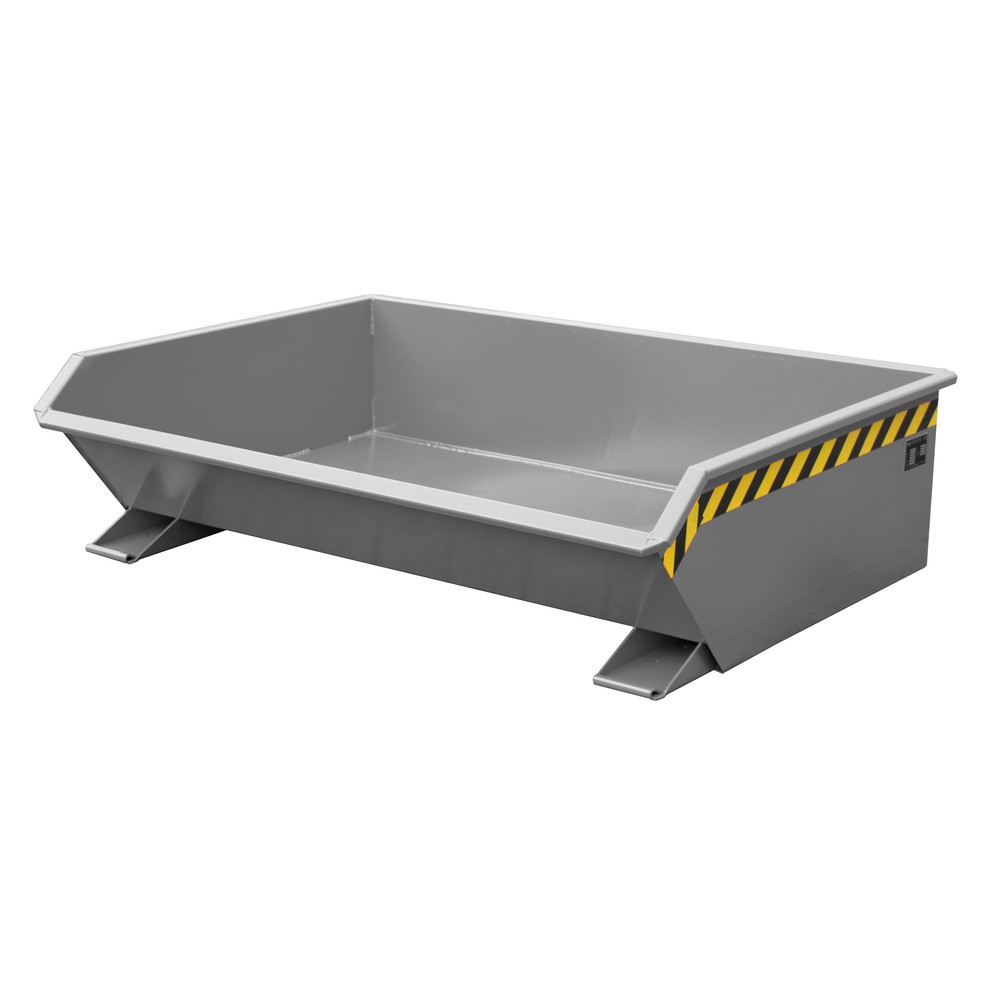 Produktabbildung: Bauer® Mini-Kippbehälter, extrem niedrige Bauhöhe, lackiert, Volumen 0,61 m³, RAL 7005 mausgrau