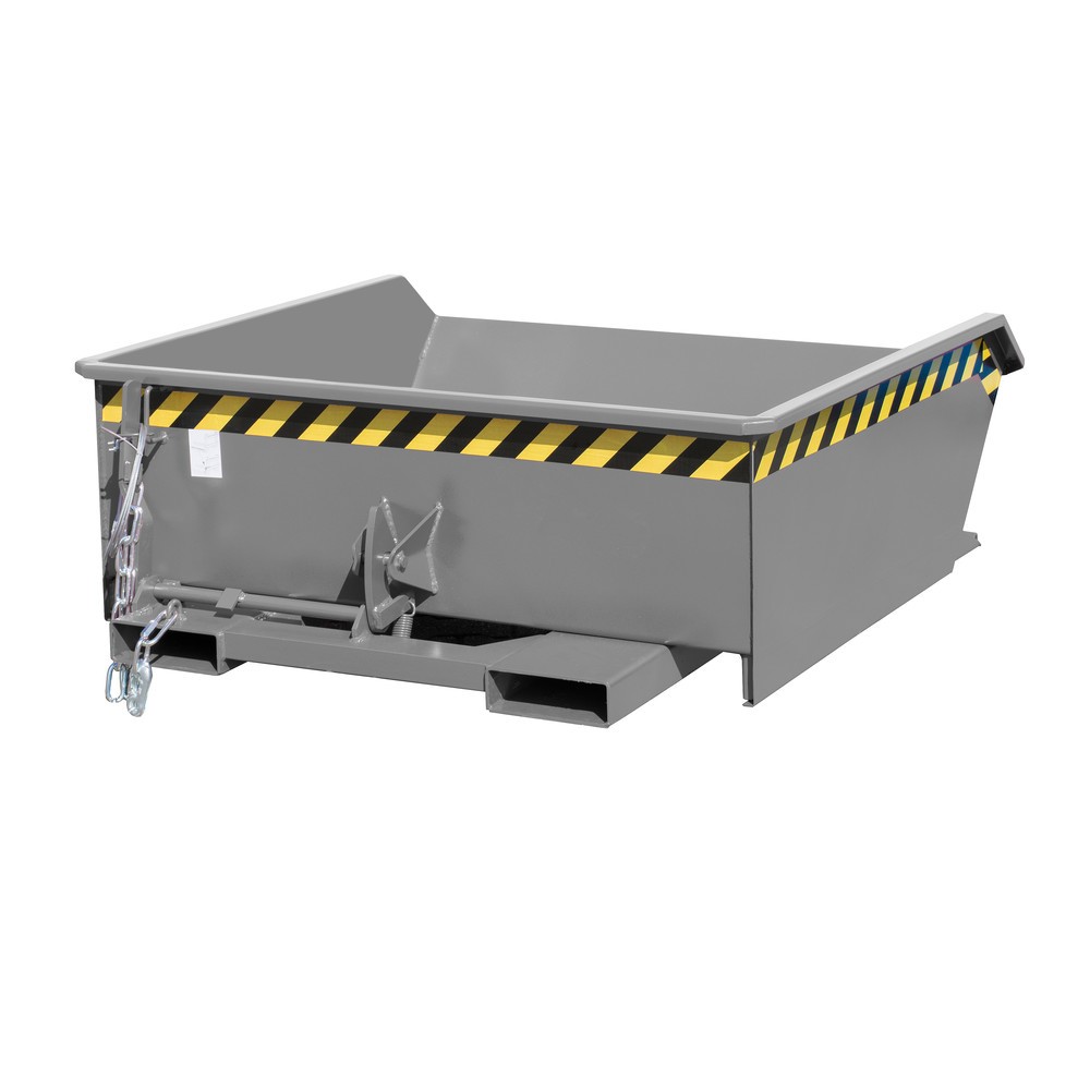 Produktabbildung: Bauer® Mini-Kippbehälter, extrem niedrige Bauhöhe, lackiert, Volumen 0,46 m³, RAL 7005 mausgrau