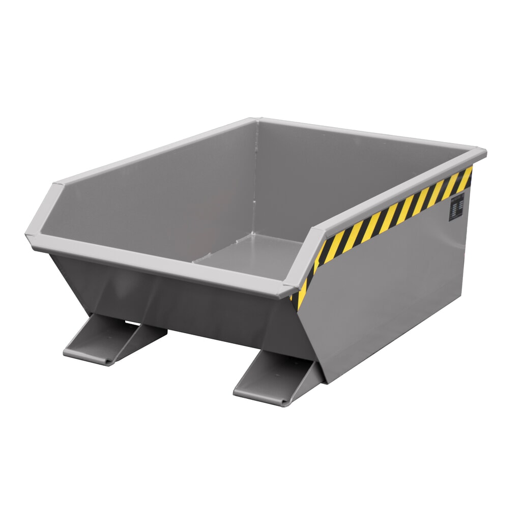 Bauer® Mini-Kippbehälter, extrem niedrige Bauhöhe, lackiert, Volumen 0,27 m³, RAL 7005 mausgrau Produktabbildung: Bauer® Mini-Kippbehälter, extrem niedrige Bauhöhe, lackiert, Volumen 0,27 m³, RAL 7005 mausgrau