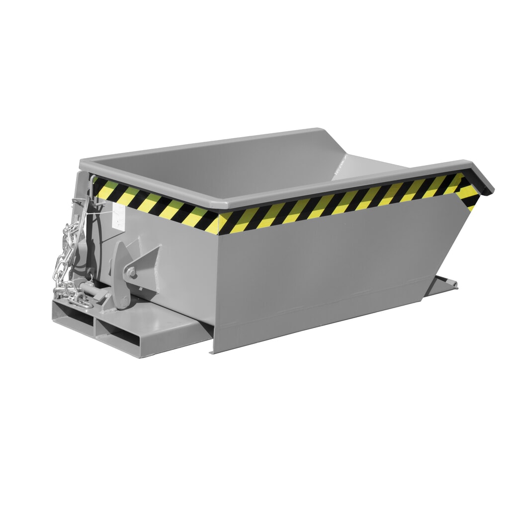 Produktabbildung: Bauer® Mini-Kippbehälter, extrem niedrige Bauhöhe, lackiert, Volumen 0,23 m³, RAL 7005 mausgrau