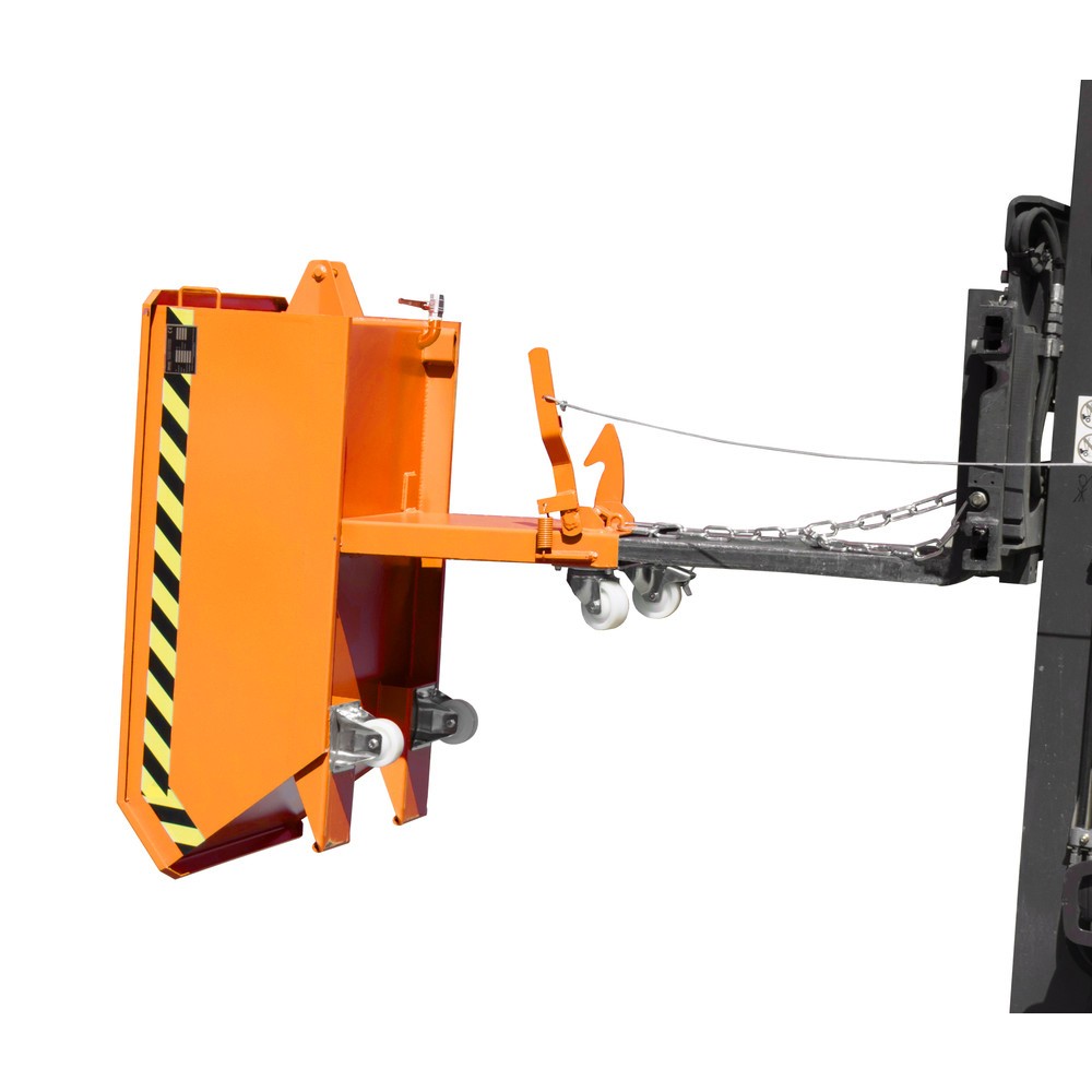 Produktabbildung: Bauer® Mini-Spänebehälter, extrem niedrige Bauhöhe, lackiert, Volumen 0,23 m³, RAL 2000 gelborange