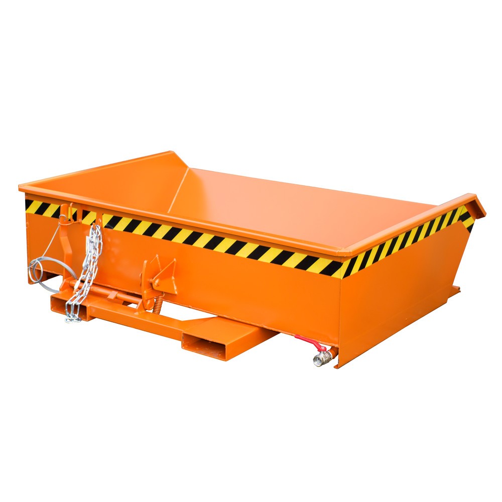 Produktabbildung: Bauer® Mini-Spänebehälter, extrem niedrige Bauhöhe, lackiert, Volumen 0,61 m³, RAL 2000 gelborange