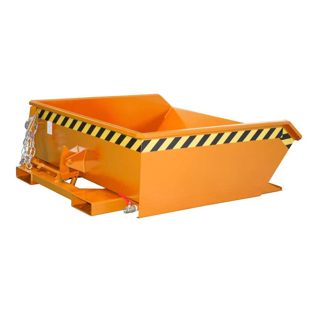 Produktabbildung: Bauer® Mini-Spänebehälter, extrem niedrige Bauhöhe, lackiert, Volumen 0,46 m³, RAL 2000 gelborange