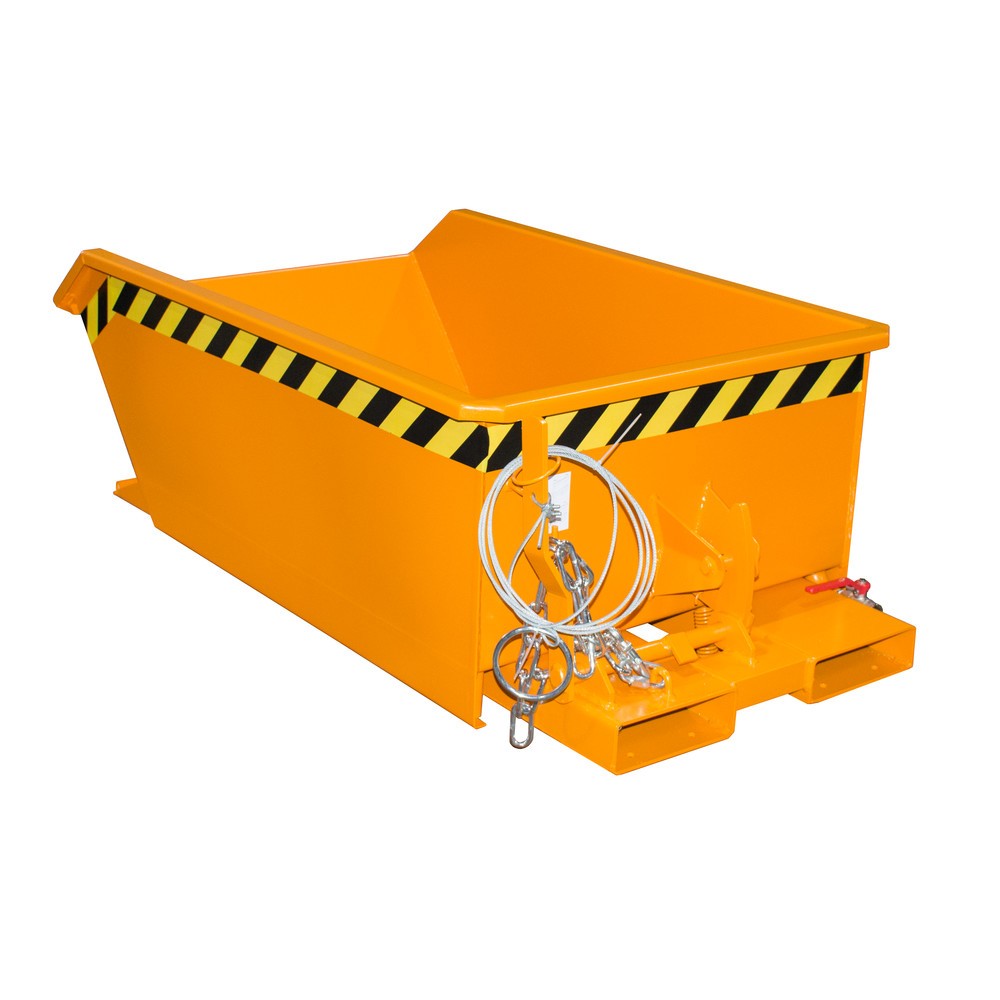 Produktabbildung: Bauer® Mini-Spänebehälter, extrem niedrige Bauhöhe, lackiert, Volumen 0,27 m³, RAL 2000 gelborange
