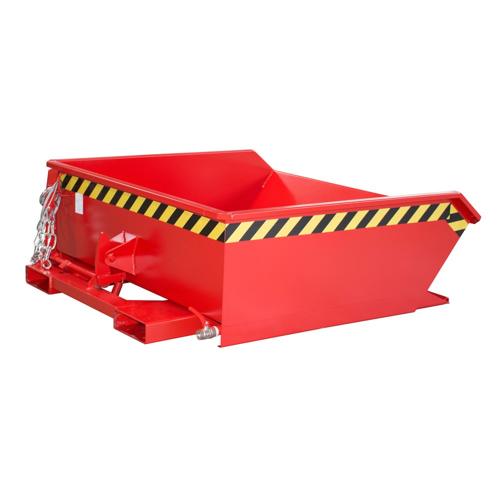 Produktabbildung: Bauer® Mini-Spänebehälter, extrem niedrige Bauhöhe, lackiert, Volumen 0,46 m³, RAL 3000 feuerrot