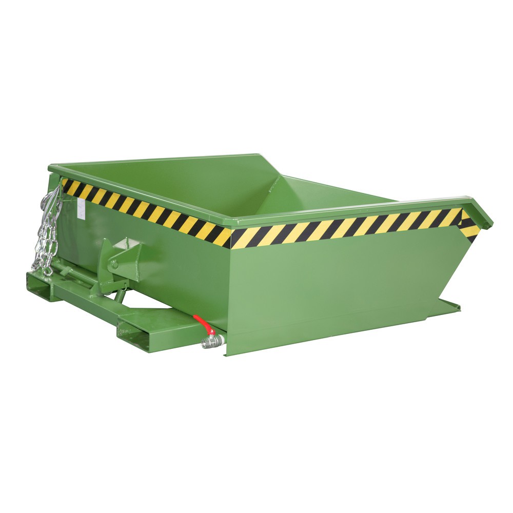 Produktabbildung: Bauer® Mini-Spänebehälter, extrem niedrige Bauhöhe, lackiert, Volumen 0,46 m³, RAL 6011 resedagrün