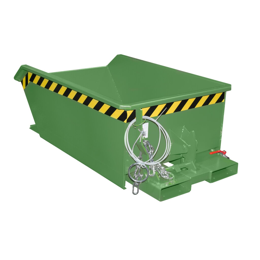 Bauer® Mini-Spänebehälter, extrem niedrige Bauhöhe, lackiert, Volumen 0,27 m³, RAL 6011 resedagrün Produktabbildung: Bauer® Mini-Spänebehälter, extrem niedrige Bauhöhe, lackiert, Volumen 0,27 m³, RAL 6011 resedagrün