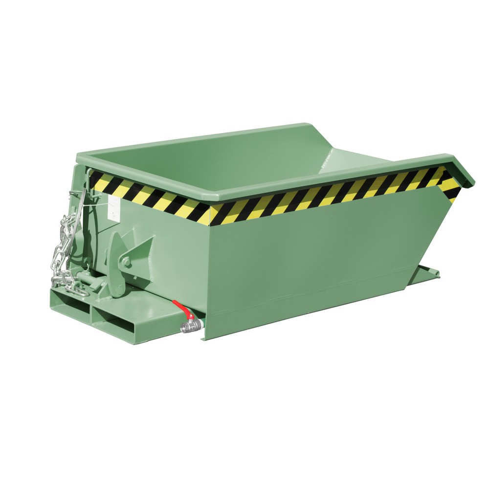 Produktabbildung: Bauer® Mini-Spänebehälter, extrem niedrige Bauhöhe, lackiert, Volumen 0,23 m³, RAL 6011 resedagrün