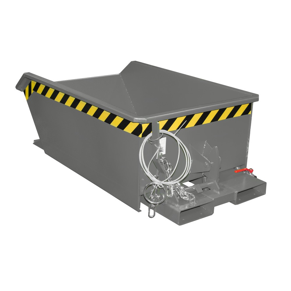 Produktabbildung: Bauer® Mini-Spänebehälter, extrem niedrige Bauhöhe, lackiert, Volumen 0,27 m³, RAL 7005 mausgrau