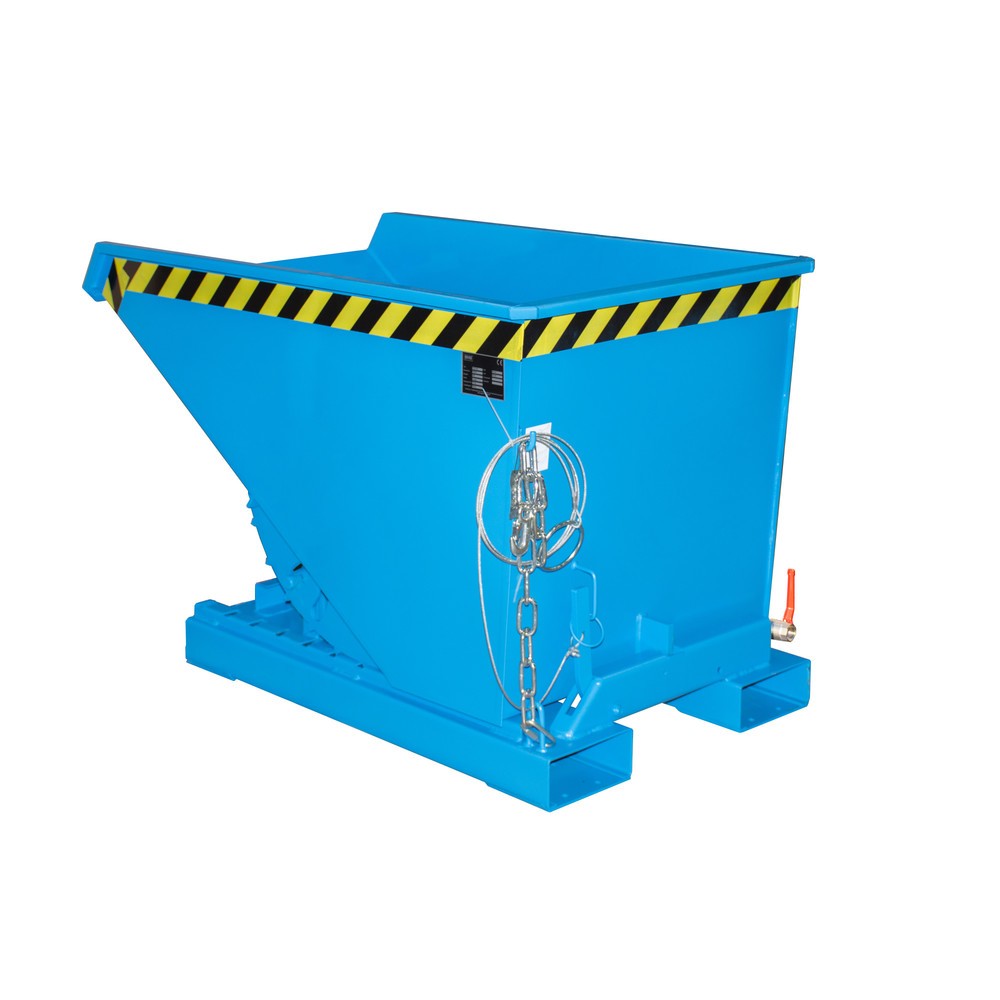 Produktabbildung: Bauer® Mini-Spänebehälter mit Abrollmechanik, niedrige Bauhöhe, lackiert, Volumen 0,3 m³, RAL 5012 lichtblau