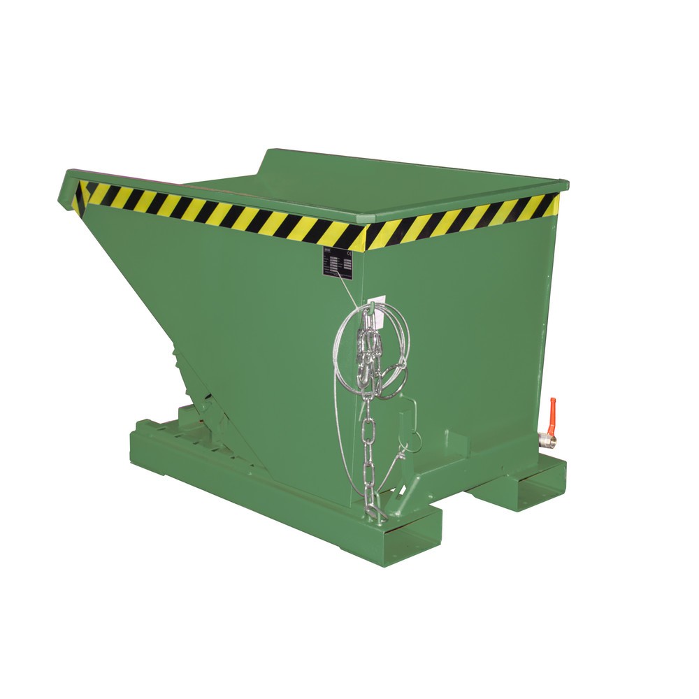 Produktabbildung: Bauer® Mini-Spänebehälter mit Abrollmechanik, niedrige Bauhöhe, lackiert, Volumen 0,3 m³, RAL 6011 resedagrün