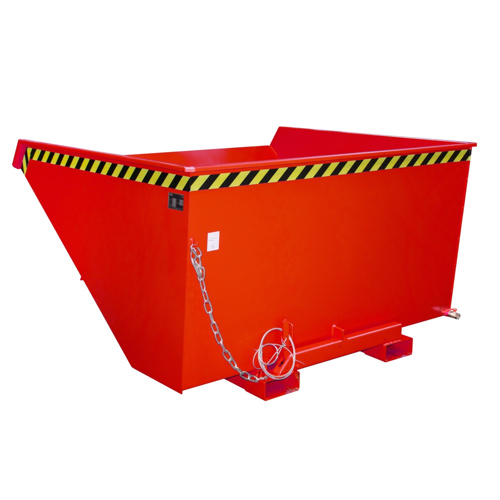Produktabbildung: Bauer® Mini-Spänebehälter mit Abrollmechanik, niedrige Bauhöhe, lackiert, Volumen 2,1 m³, RAL 3000 feuerrot