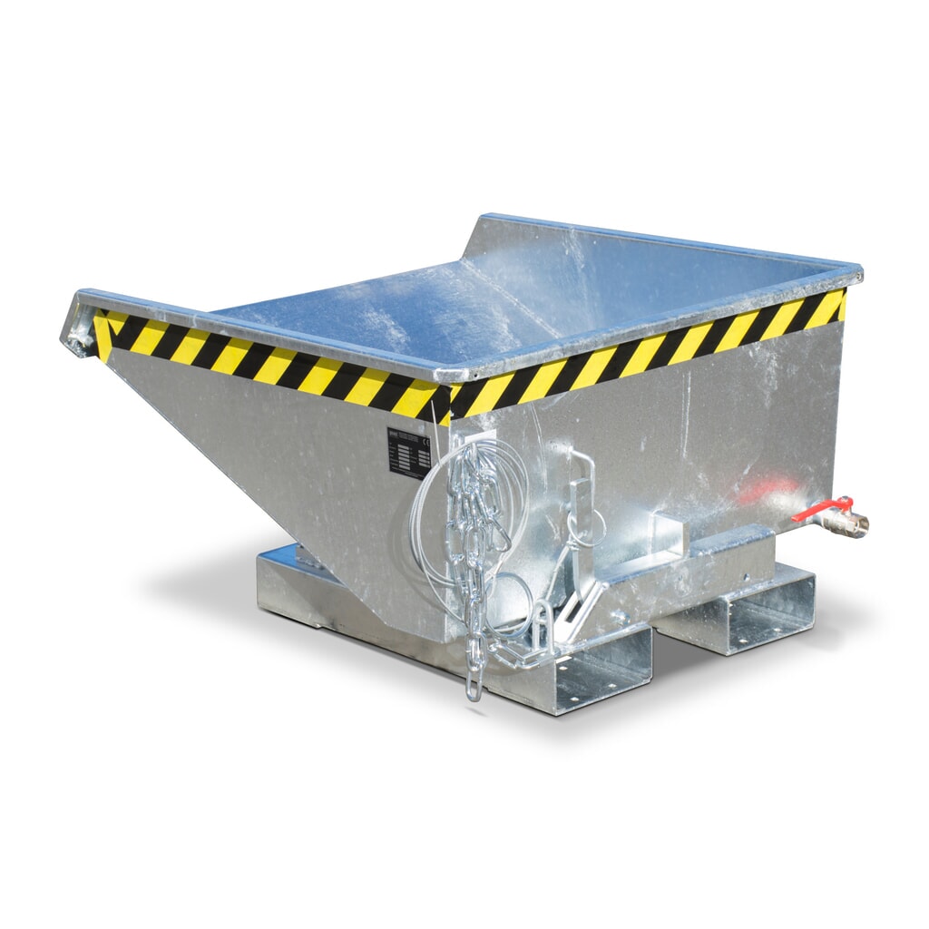 Bauer® Mini-Spänebehälter mit Abrollmechanik, niedrige Bauhöhe, verzinkt, Volumen 0,225 m³ Produktabbildung: Bauer® Mini-Spänebehälter mit Abrollmechanik, niedrige Bauhöhe, verzinkt, Volumen 0,225 m³