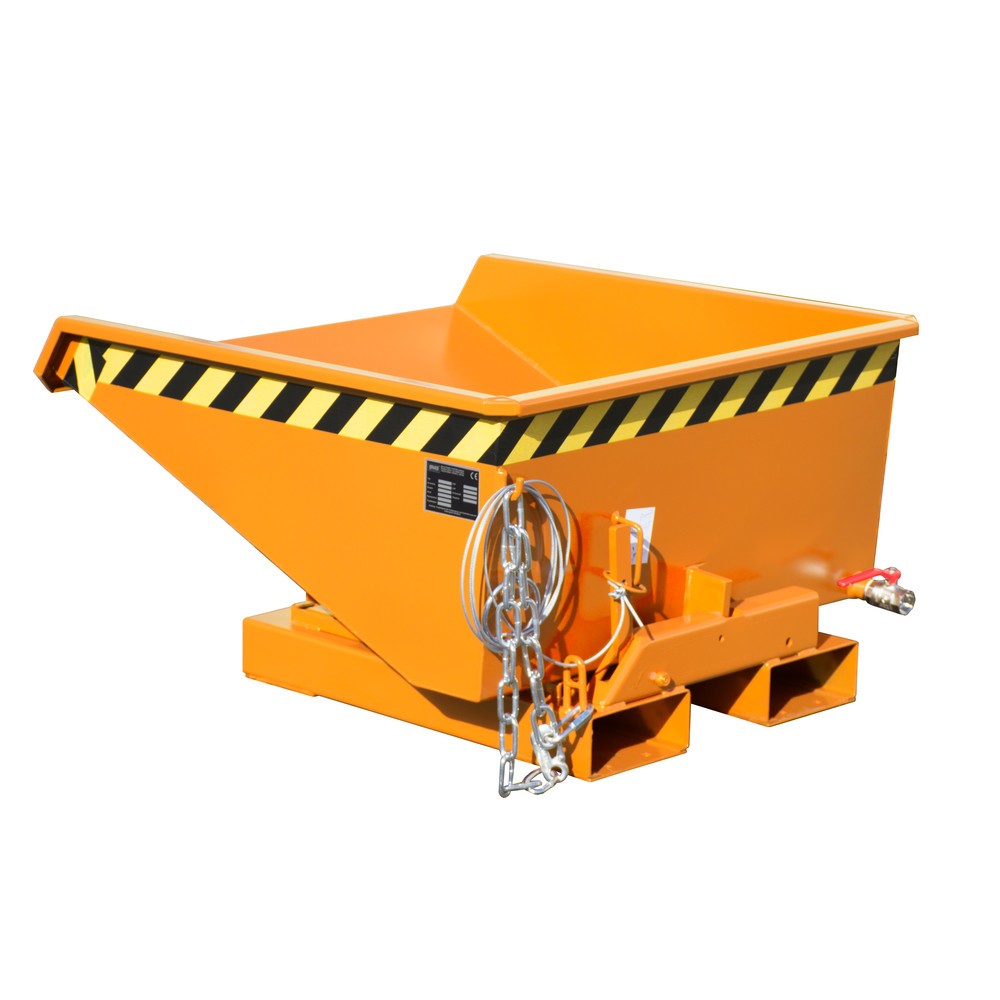 Produktabbildung: Bauer® Mini-Spänebehälter mit Abrollmechanik, niedrige Bauhöhe, lackiert, Volumen 0,225 m³, RAL 2000 gelborange