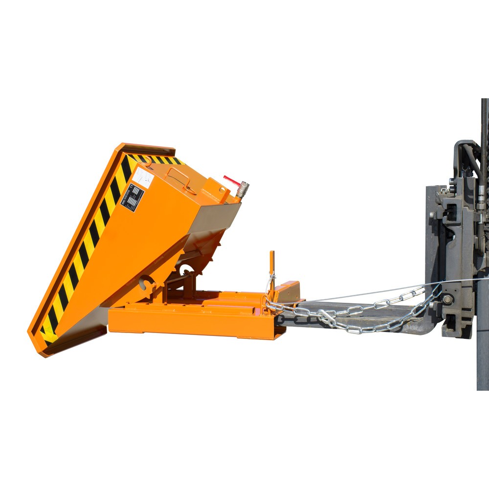 Produktabbildung: Bauer® Mini-Spänebehälter mit Abrollmechanik, niedrige Bauhöhe, lackiert, Volumen 0,15 m³, RAL 2000 gelborange