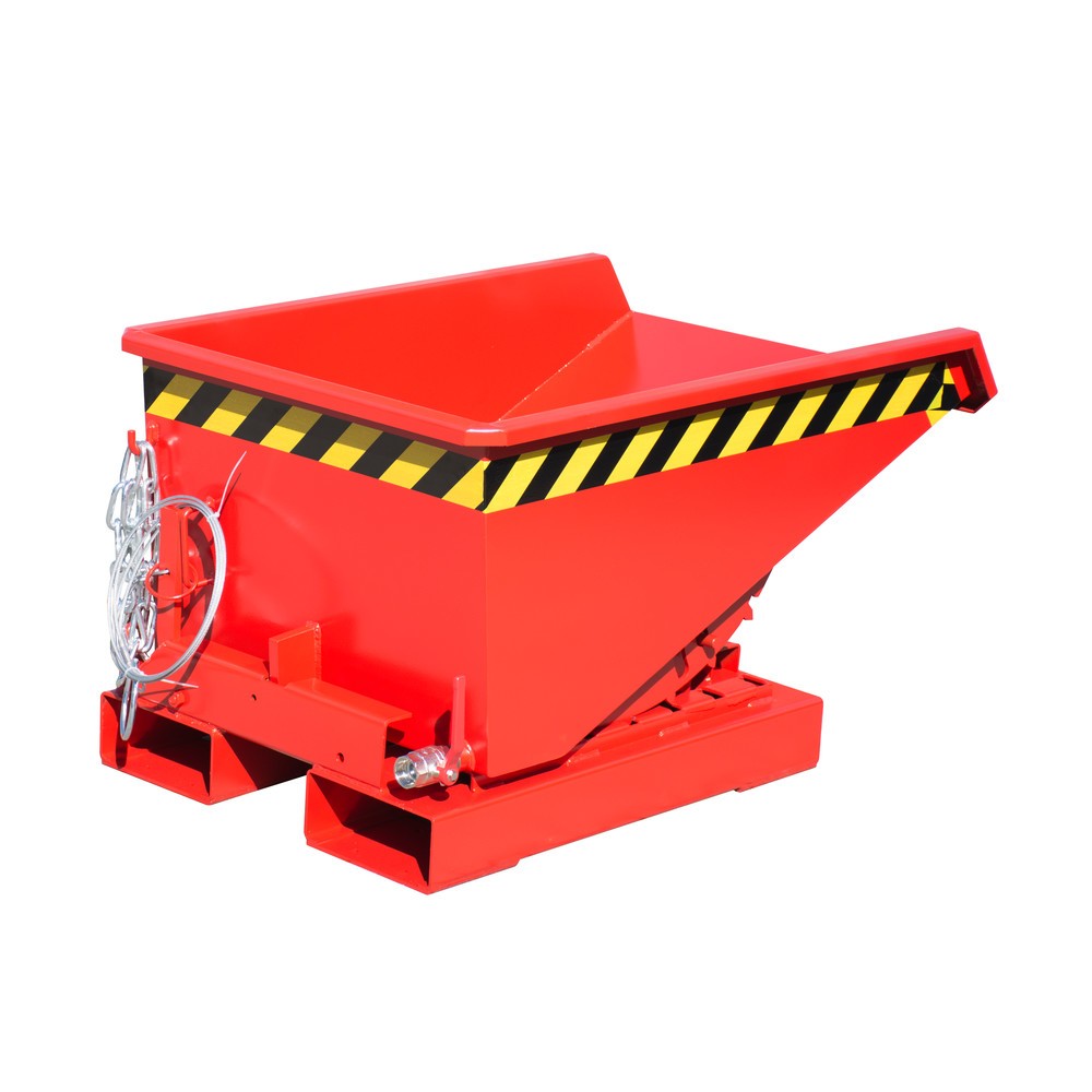 Produktabbildung: Bauer® Mini-Spänebehälter mit Abrollmechanik, niedrige Bauhöhe, lackiert, Volumen 0,15 m³, RAL 3000 feuerrot
