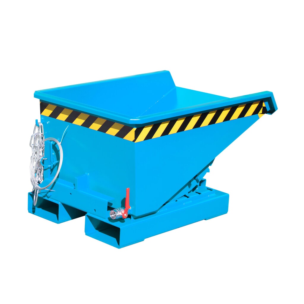 Bauer® Mini-Spänebehälter mit Abrollmechanik, niedrige Bauhöhe, lackiert, Volumen 0,15 m³, RAL 5012 lichtblau Produktabbildung: Bauer® Mini-Spänebehälter mit Abrollmechanik, niedrige Bauhöhe, lackiert, Volumen 0,15 m³, RAL 5012 lichtblau