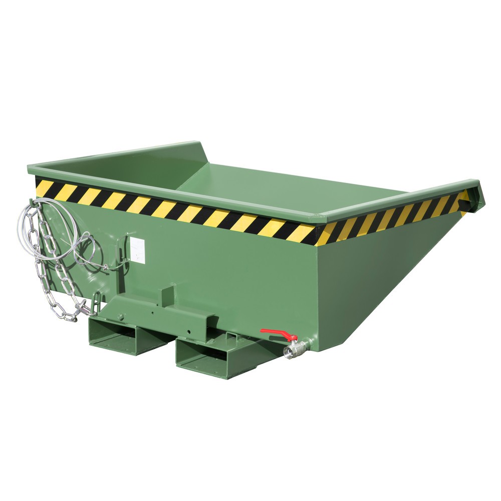 Produktabbildung: Bauer® Mini-Spänebehälter mit Abrollmechanik, niedrige Bauhöhe, lackiert, Volumen 0,275 m³, RAL 6011 resedagrün