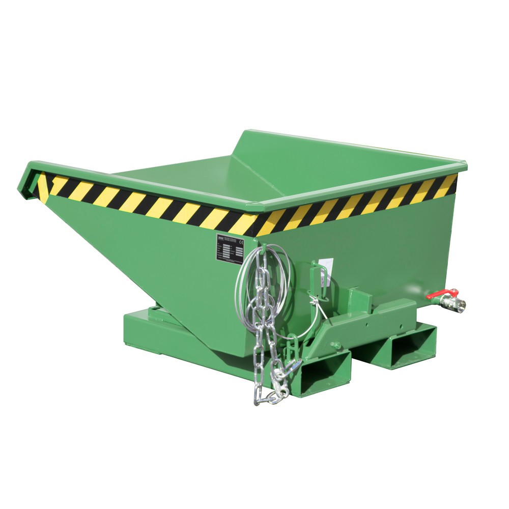 Produktabbildung: Bauer® Mini-Spänebehälter mit Abrollmechanik, niedrige Bauhöhe, lackiert, Volumen 0,225 m³, RAL 6011 resedagrün