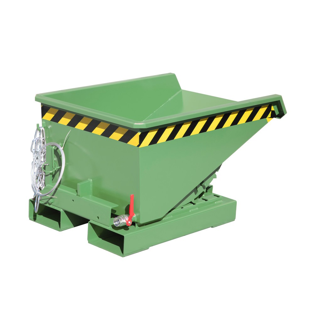 Produktabbildung: Bauer® Mini-Spänebehälter mit Abrollmechanik, niedrige Bauhöhe, lackiert, Volumen 0,15 m³, RAL 6011 resedagrün