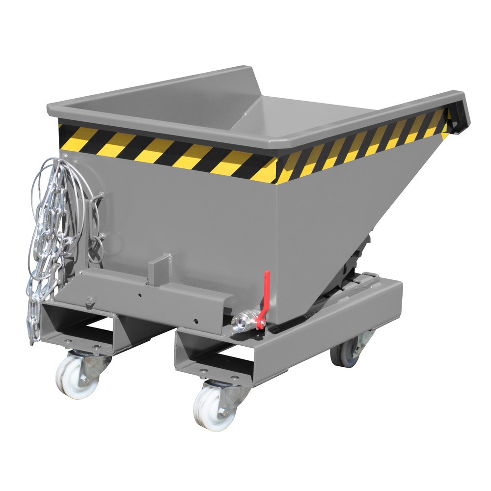 Produktabbildung: Bauer® Mini-Spänebehälter mit Abrollmechanik, niedrige Bauhöhe, lackiert, Volumen 0,15 m³, RAL 7005 mausgrau