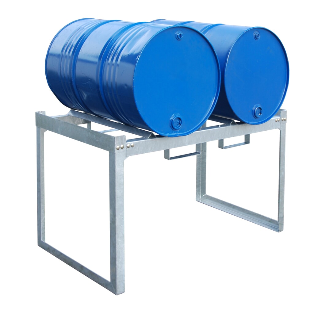 Bauer® Modulares Fassregal-System, HxBxT 780 x 1.310 x 800 mm, für 2 Fässer à 200 l Produktabbildung Nr. 2: Bauer® Modulares Fassregal-System, HxBxT 780 x 1.310 x 800 mm, für 2 Fässer à 200 l