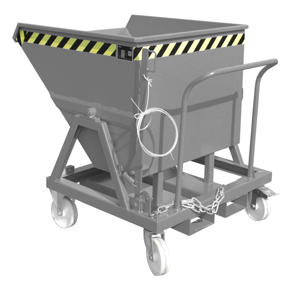 Produktabbildung: Bauer® Muldenkipper mit Radausstattung und Schiebebügel, 400 l, RAL 7005 mausgrau