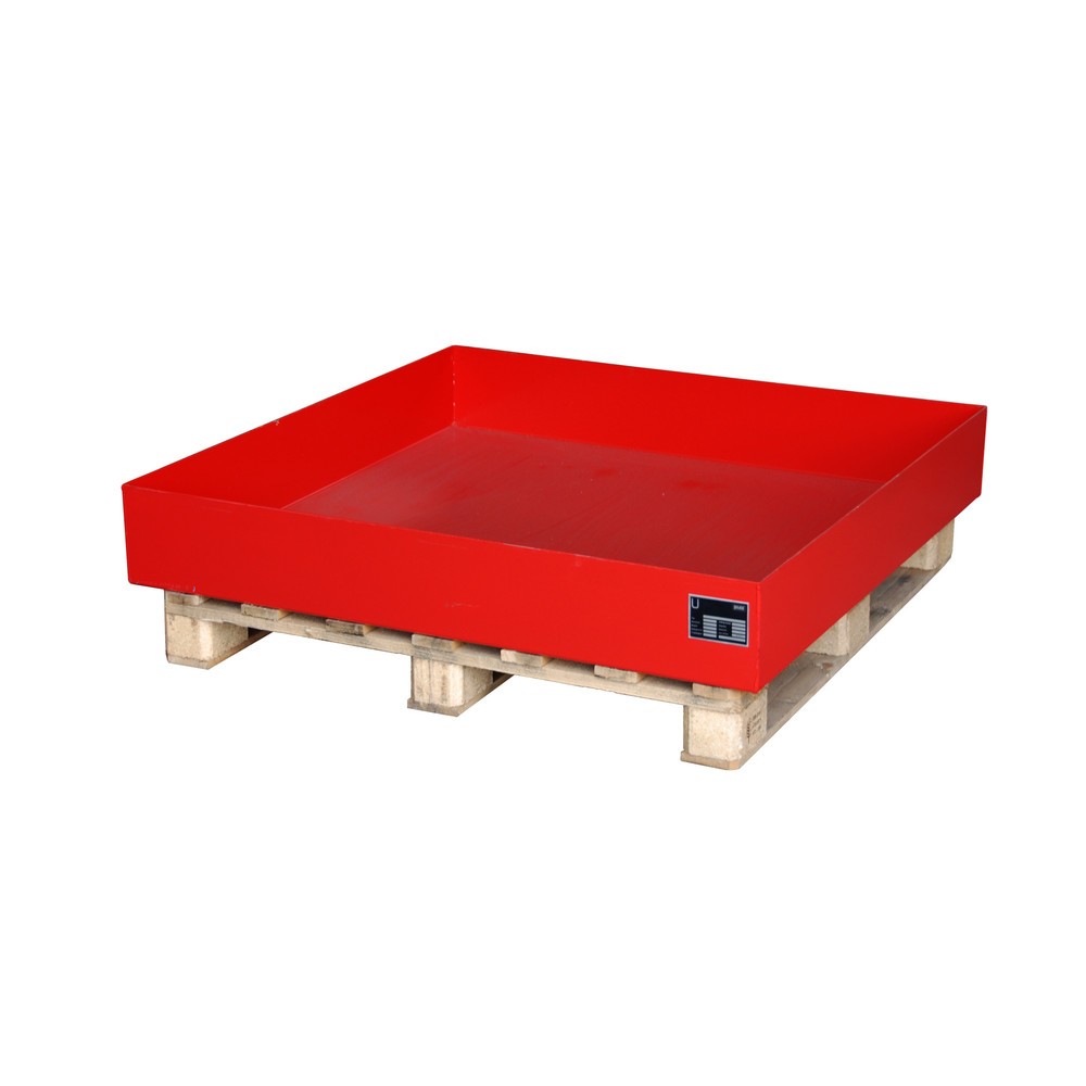 Produktabbildung: Bauer® Paletten-Aufsatzwanne, HxBxT 185 x 1.200 x 1.200 mm, ohne Gitterrost, feuerrot