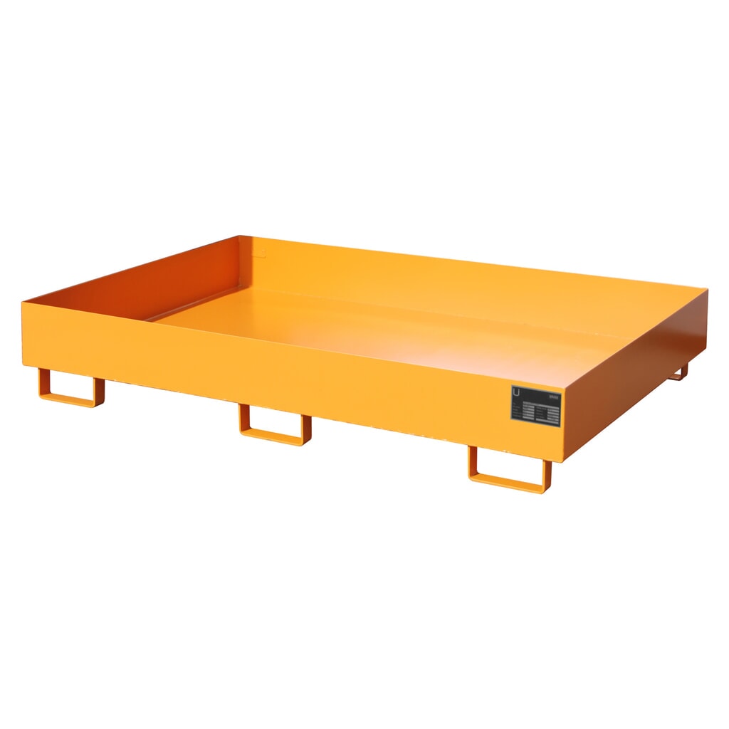 Bauer® Regalboden-Auffangwanne, HxBxT 250 x 1.750 x 1.300 mm, Auffangvolumen 240 l, ohne Gitterrost, gelborange Produktabbildung: Bauer® Regalboden-Auffangwanne, HxBxT 250 x 1.750 x 1.300 mm, Auffangvolumen 240 l, ohne Gitterrost, gelborange