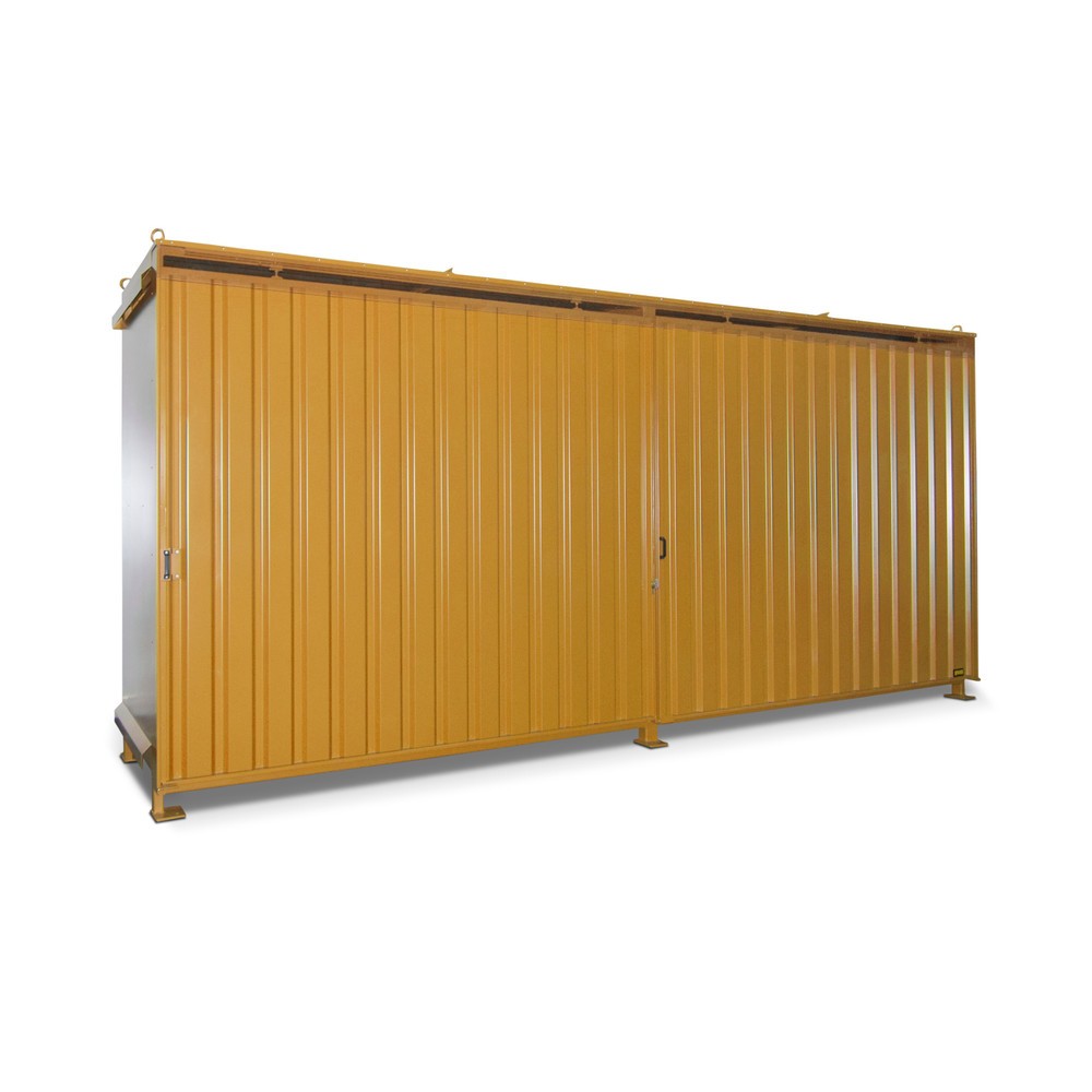 Produktabbildung: Bauer® Regalcontainer für 12x EP / 8x CP3, 2 Ebenen, 2 Schiebetüren, gelborange