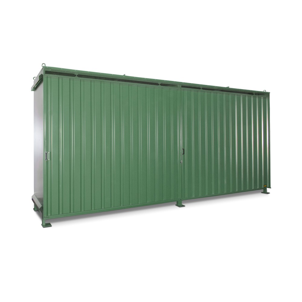 Produktabbildung: Bauer® Regalcontainer für 12x EP / 8x CP3, 2 Ebenen, 2 Schiebetüren, resedagrün