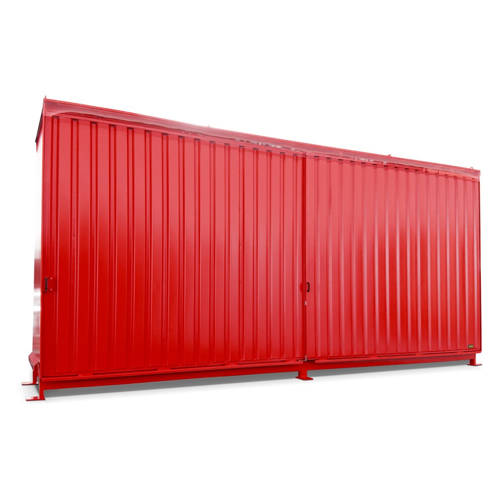 Produktabbildung: Bauer® Regalcontainer für 12x KTC/IBC, 2 Ebenen, 2 Schiebetüren, Führungsschiene, feuerrot