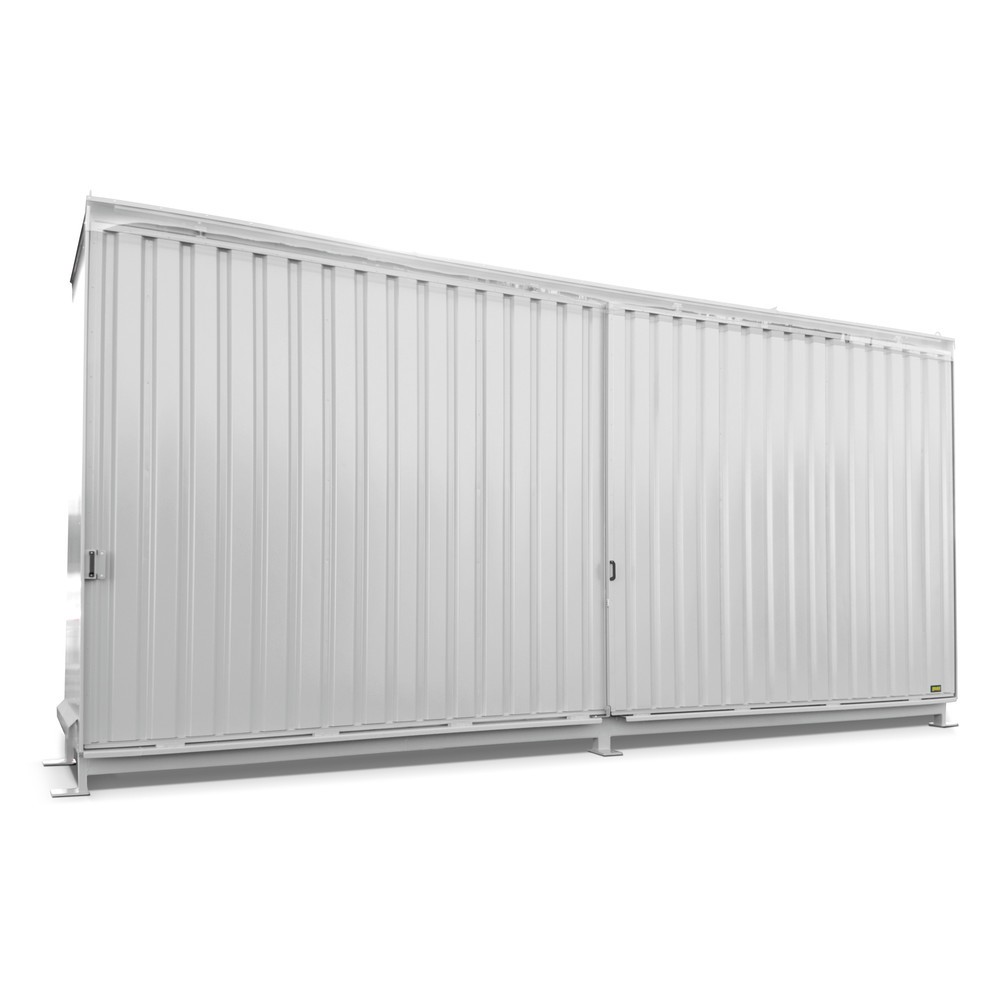 Produktabbildung: Bauer® Regalcontainer für 12x KTC/IBC, 2 Ebenen, 2 Schiebetüren, Führungsschiene, grauweiß