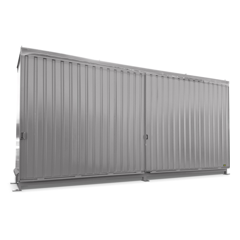 Produktabbildung: Bauer® Regalcontainer für 12x KTC/IBC, 2 Ebenen, 2 Schiebetüren, Führungsschiene, mausgrau