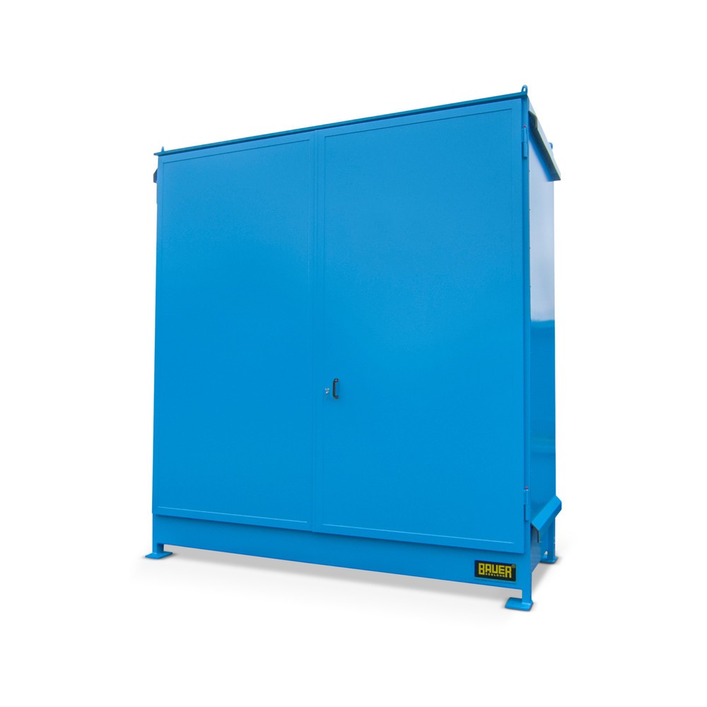 Produktabbildung: Bauer® Regalcontainer für 4x KTC/IBC, 2 Ebenen, 2 Flügeltüren, lichtblau