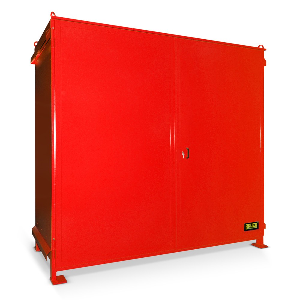 Produktabbildung: Bauer® Regalcontainer für 6x EP / 4x CP3, 2 Ebenen, 2 Flügeltüren, feuerrot