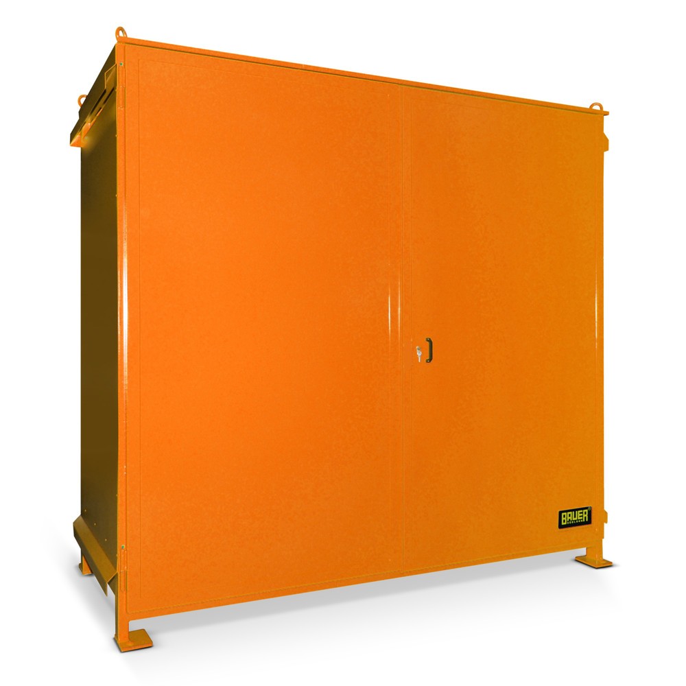 Produktabbildung: Bauer® Regalcontainer für 6x EP / 4x CP3, 2 Ebenen, 2 Flügeltüren, gelborange