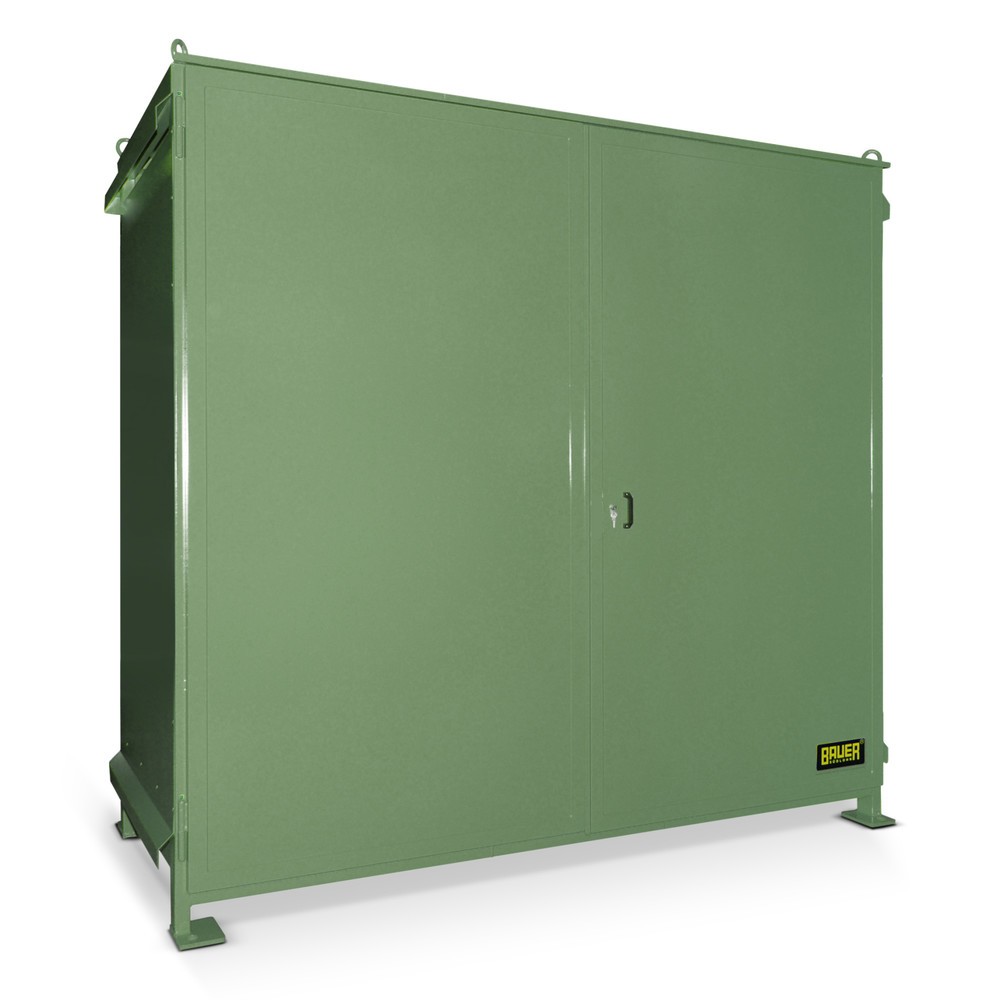Produktabbildung: Bauer® Regalcontainer für 6x EP / 4x CP3, 2 Ebenen, 2 Flügeltüren, resedagrün